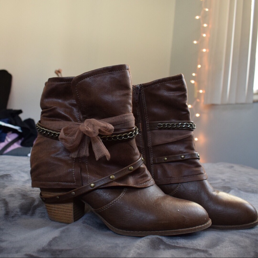 Brown high heel shoes